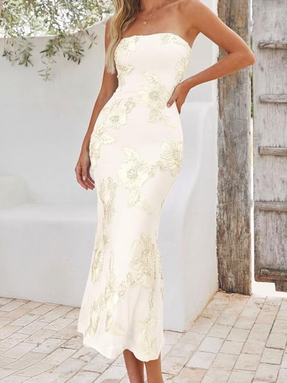 Floral Midi Bodycon Tube Dress - NWT - M - Picture 4 of 5